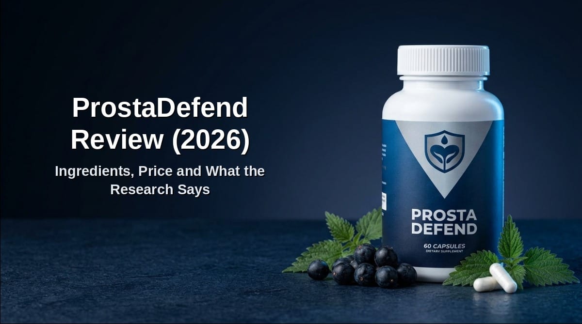 ProstaDefend review 2026: bottle with saw palmetto berries and nettle leaves